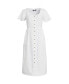 Women's Linen Sweetheart Button Front Midi Dress