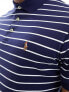 Фото #5 товара Polo Ralph Lauren icon logo stripe pima cotton polo slim fit in navy/white