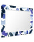 'Cerulean Strokes' Rectangular On Free Floating Printed Tempered Art Glass Beveled Mirror, 40" x 30"