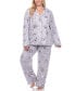 ფოტო #2 პროდუქტის Plus Size Long Sleeve Floral Pajama Set, 2-Piece