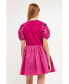 Фото #3 товара Women's Mixed Media Henley Mini Dress