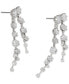 Фото #2 товара Rhodium-Plated Cubic Zirconia Double-Row Linear Drop Earrings, Created for Macy's