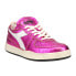 Diadora Mi Basket Row Cut Metallic Used Lace Up Womens Pink Sneakers Casual Sho 6.5 - фото #2