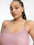 Pieces Curve Premium maxi cami split dress in pink glitter