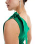 Фото #3 товара Vesper one shoulder tie detail maxi dress with thigh split in green