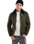 Фото #2 товара River Island shearling aviator jacket in dark green