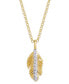 ფოტო #1 პროდუქტის Diamond 1/10 ct. t.w. Leaf Pendant Necklace in 14K Yellow Gold over Sterling Silver