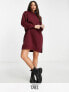 Фото #1 товара Threadbare Tall Quinn hoodie mini dress in deep wine