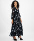 Фото #4 товара Petite Paisley-Print Tiered 3/4-Sleeve Maxi Dress