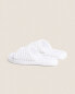 Waffle-knit platform slippers