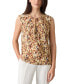 ფოტო #2 პროდუქტის Petite Printed Pleated Keyhole-Neck Knit Top