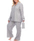 ფოტო #3 პროდუქტის Women's Plus Size Pajama Set, 3 Piece