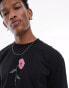 Topman premium oversized fit t-shirt with painted poppy print in black