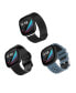 Фото #1 товара Black Stainless Steel Mesh Band, Bluestone and Black Premium Sport Silicone Band and Black Woven Silicone Band Set, 3 PC Compatible with the Fitbit Versa 3 and Fitbit Sense