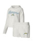 ფოტო #1 პროდუქტის Women's White Los Angeles Chargers Fluffy Pullover Sweatshirt and Shorts Sleep Set