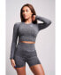 ფოტო #3 პროდუქტის Women's Acelle Recycled Long Sleeve Crop Top - Grey Marl