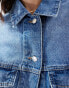 Фото #3 товара Bershka oversized denim jacket in mid wash blue