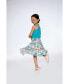 ფოტო #2 პროდუქტის Girl Long Crinkle Peasant Skirt Blue Printed Beach Hibiscus - Toddler|Child
