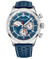 ფოტო #1 პროდუქტის Men's Blue Leather Strap Watch 42mm