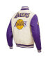 ფოტო #4 პროდუქტის Men's Cream Los Angeles Lakers Retro Classic Varsity Full-Zip Jacket