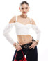 Фото #1 товара ASOS DESIGN ruched bust crop top with exaggerated sleeves in white