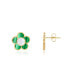 Фото #1 товара Malachite Daisy Stud Earrings 14K Gold