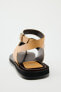 Flat leather slider sandals