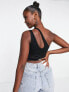 Фото #2 товара ASOS DESIGN cut out one shoulder mesh corset top in black
