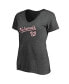 ფოტო #3 პროდუქტის Women's Heathered Charcoal Washington Nationals Team Logo Lockup V-Neck T-shirt