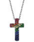 Фото #3 товара EFFY Collection eFFY® Multi-Gemstone Cross 18" Pendant Necklace (1 ct. t.w.) in Sterling Silver