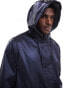 ASOS DESIGN shower resistant rubberised rain jacket in metallic blue