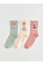 Tedy Baskılı Kadın Soket Çorap 3'lü Paket