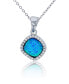 Фото #1 товара Macy's created Opal Inlay and Cubic Zirconia Necklace in Sterling Silver