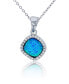 ფოტო #1 პროდუქტის Created Opal Inlay and Cubic Zirconia Necklace in Sterling Silver