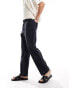 ASOS DESIGN relaxed linen chino trousers in navy