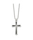Фото #2 товара Chisel brushed Black IP-plated CZ Cross Pendant Ball Chain Necklace