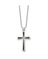 ფოტო #2 პროდუქტის Brushed Black IP-plated CZ Cross Pendant Ball Chain Necklace