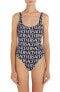 Фото #1 товара Versace 298957 Womens Logo One-Piece Swimsuit in Black White Swimsuit Size 2
