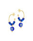 Gold-Tone or Silver-Tone Blue Beaded Accent Sibyl Hoops