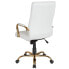 High Back White Leather Executive Swivel Chair With Gold Frame And Arms