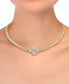 Фото #2 товара Macy's diamond Circle Tubogas 18" Statement Necklace (1/3 ct. t.w.) in Sterling Silver & 14k Gold-Plate