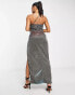 Фото #4 товара Missyempire strappy maxi dress with high thigh spilt in mermaid glitter gold