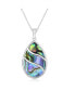 ფოტო #1 პროდუქტის Sterling Silver Abalone Waves Design Teardrop Pendant Necklace