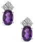 ფოტო #3 პროდუქტის Amethyst (7/8 ct.t.w ) and Diamond (1/8 ct.t.w) Stud Earrings in 14K White Gold