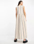 Фото #6 товара Selected Femme smock maxi dress in beige stripe