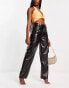 Фото #2 товара Kaiia leather look cargo trouser with asymmetric waistband in black