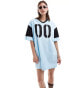 COLLUSION t-shirt mini dress with sports graphic in blue