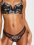 Фото #1 товара Lost Ink multicolour floral embroidered dotty mesh high leg brazilian brief in black