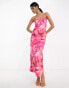 Фото #2 товара Vila cami midaxi dress in pink abstract print