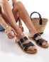 New Look cross strap flat sandal with buckle in black